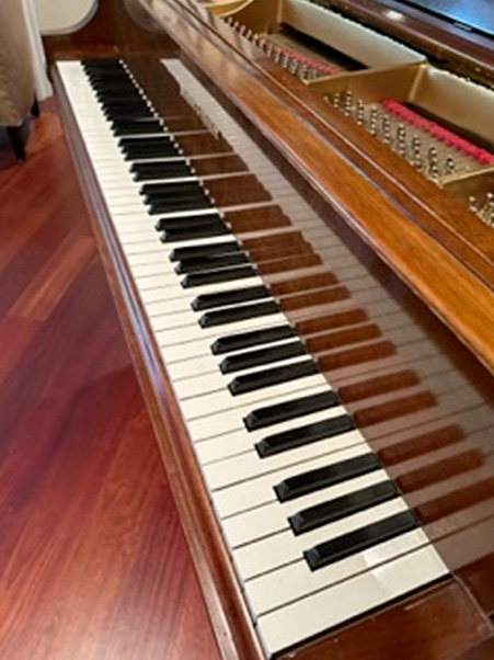 view of exterior of a steinway model m grand piano